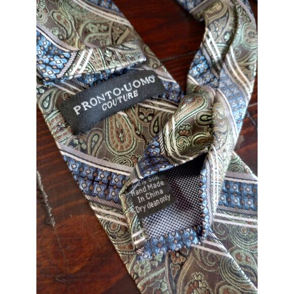 Pronto Uomo Couture 100% Silk Men's Neck Tie - Picture 2 of 2